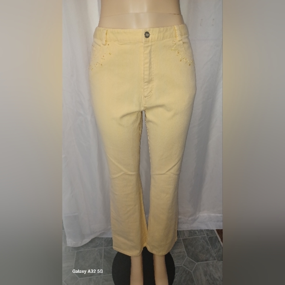 PATCHINGTON SIZE 10 Yellow Embroidered Flare Pants